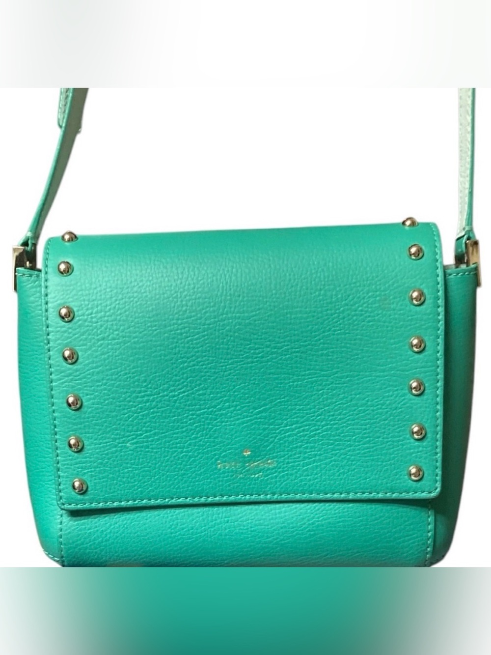 Kate Spade New York Sanders Pl. Avva Teal Leather  Studded Crossbody Bag
